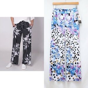 NWT Marallis palazzo pants stretch relaxed loungewear comfy abstract floral S